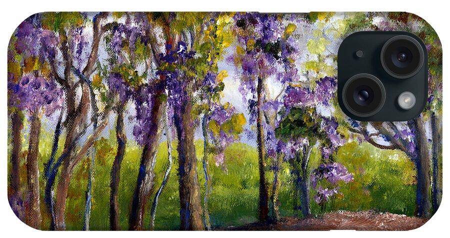 Wisteria iPhone Case featuring the painting Wisteria in Louisiana Trees by Lenora De Lude