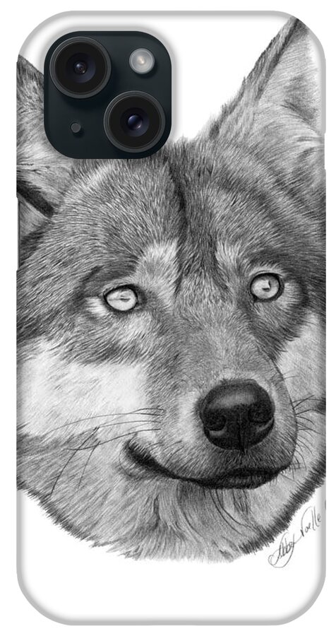  Wolf iPhone Case featuring the drawing Wolf - 017 by Abbey Noelle