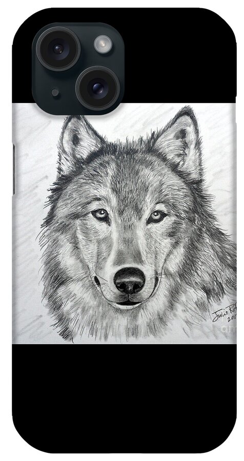 Wolf iPhone Case featuring the drawing Wolf by Julie Brugh Riffey