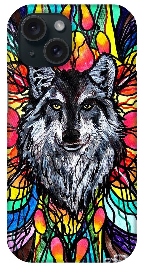 Wolf iPhone Case featuring the painting Wolf by Teal Eye Print Store