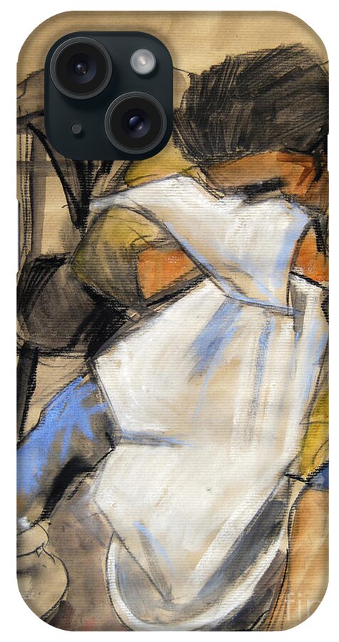 Live Model Study iPhone Case featuring the painting Woman with white towel - Helene #9 - figure series by Mona Edulesco