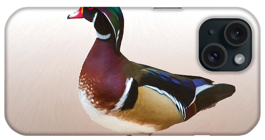 Wood Duck iPhone Case featuring the digital art Wood Duck Duck by John Haldane