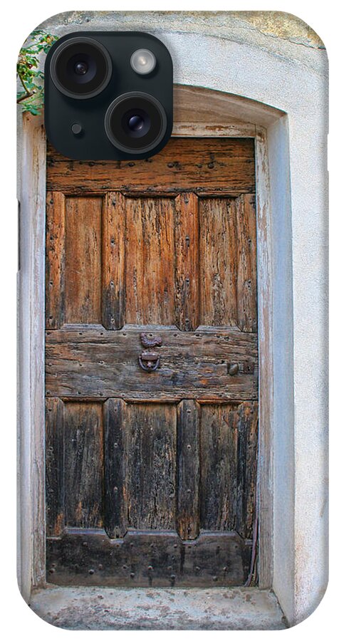 Wooden Door iPhone Case featuring the photograph Wooden Door with Yellow Rose by Sandra Anderson