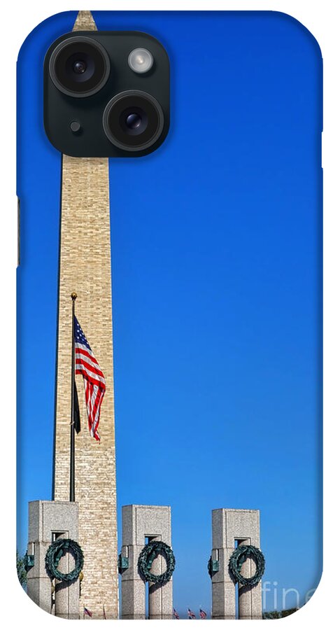National iPhone Case featuring the photograph World War II Memorial and Washington Monument by Olivier Le Queinec