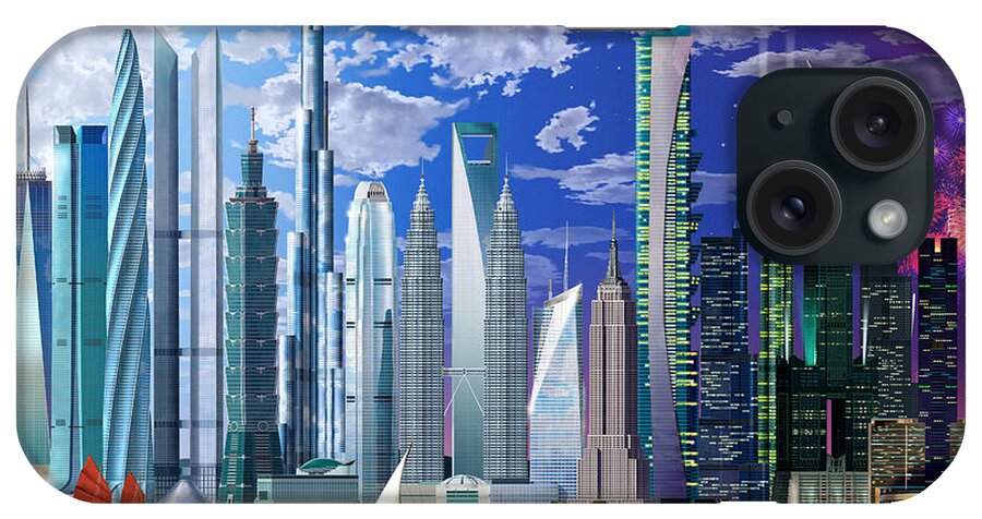 Architecture iPhone Case featuring the photograph Worlds Tallest Buildings by MGL Meiklejohn Graphics Licensing