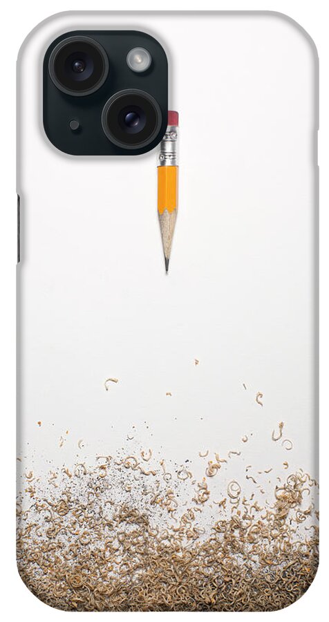 White Background iPhone Case featuring the photograph Worn Down Pencil With Shaving by Chris Parsons