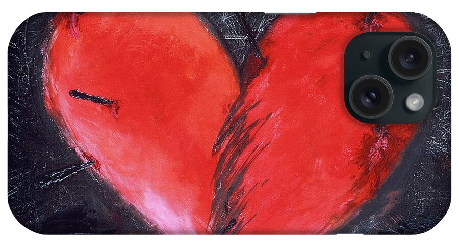 Heart iPhone Case featuring the painting Wounded Heart by Karen Francis