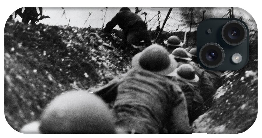 History iPhone Case featuring the photograph WWI Over The Top Trench Warfare by Photo Researchers