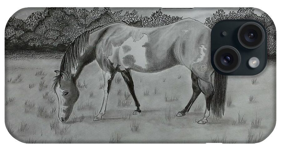 Horses iPhone Case featuring the drawing Wyatt by Tony Clark