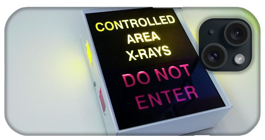 Sign iPhone Case featuring the photograph X-ray Warning Sign by Gustoimages/science Photo Library