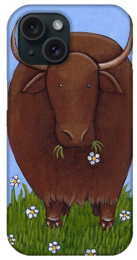 Yak iPhone Case featuring the painting Whimsical Yak Painting by Christy Beckwith