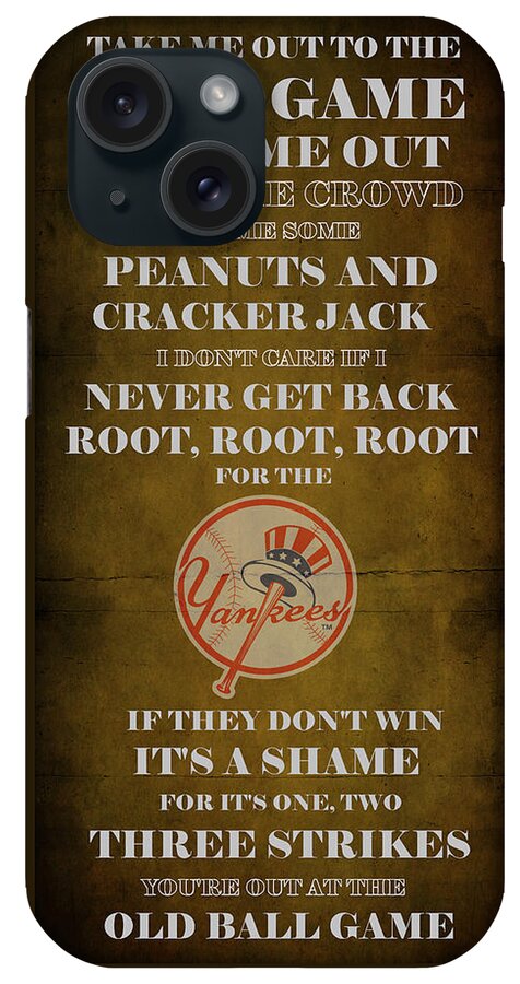 Yankees iPhone Case featuring the digital art Yankees Peanuts and Cracker Jack by Movie Poster Prints