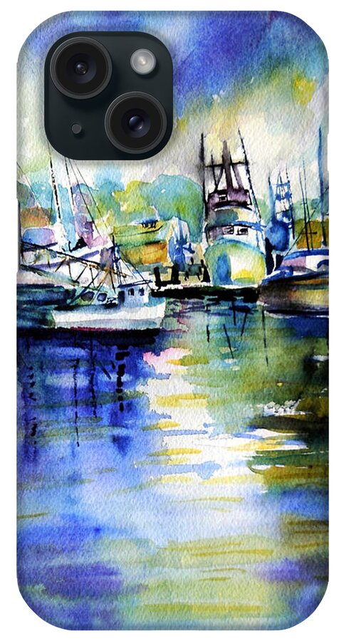 Fishing Boats iPhone Case featuring the painting Yaquina bay Boats by Ann Nicholson