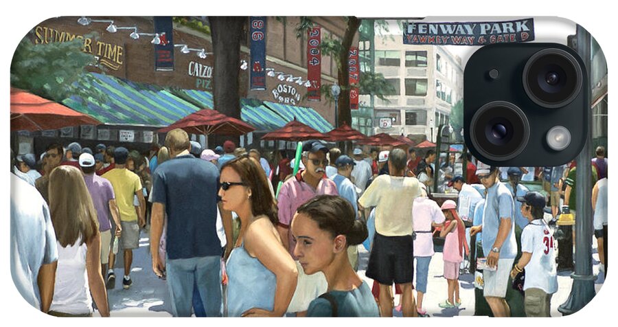 Red Sox iPhone Case featuring the painting Yawkey Way by Linda Tenukas
