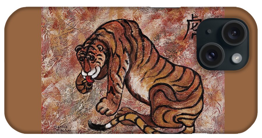 Year Of The Tiger iPhone Case featuring the painting Year Of The Tiger by Darice Machel McGuire