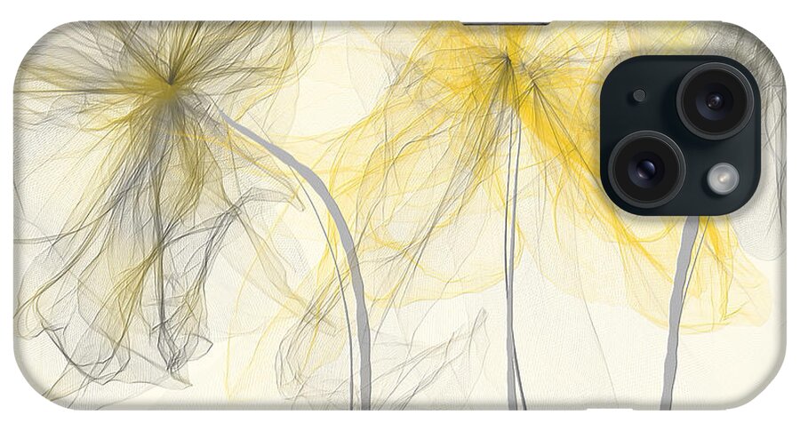 Yellow iPhone Case featuring the painting Yellow And Gray Flowers Impressionist by Lourry Legarde