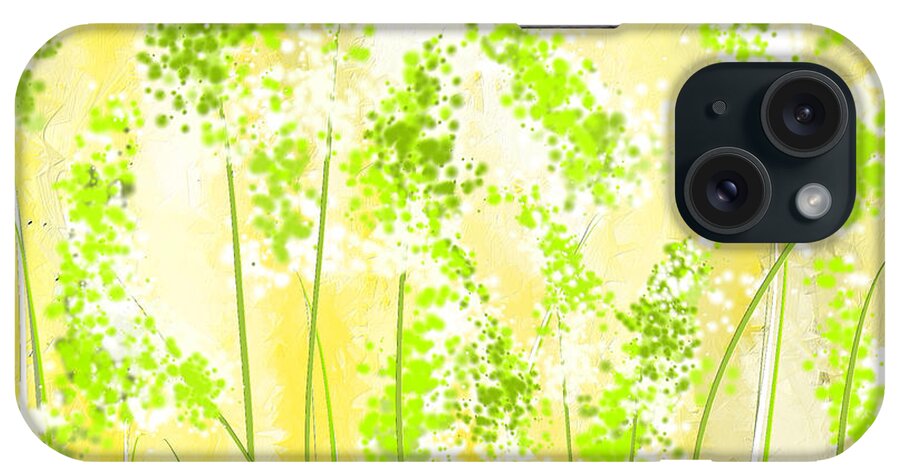 Light Green iPhone Case featuring the painting Yellow And Green Art by Lourry Legarde