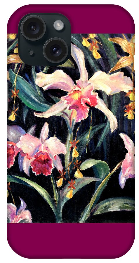 Flower iPhone Case featuring the painting Yellow and Pink Orchids by Art By Tolpo Collection