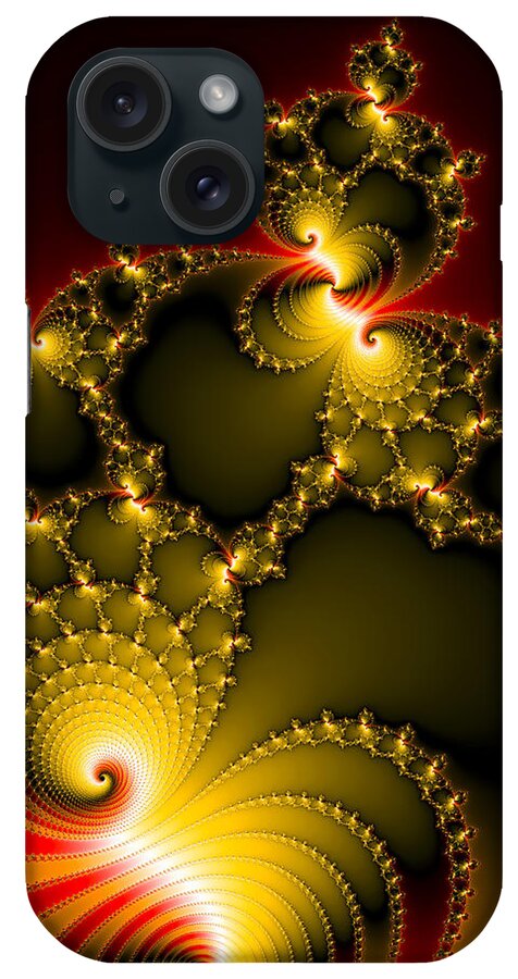Mandelbrot Set iPhone Case featuring the digital art Yellow and red abstract fractal art square format by Matthias Hauser