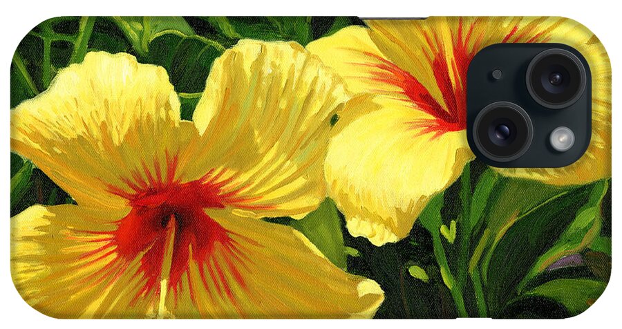 Floral iPhone Case featuring the painting Yellow Hibiscus by Steve Simon