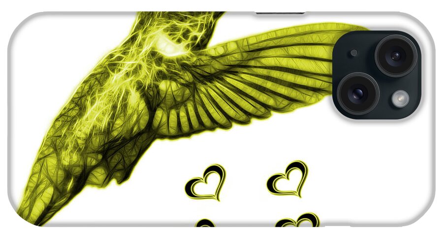 Hummingbird iPhone Case featuring the digital art Yellow Hummingbird - 2055 F S M by James Ahn