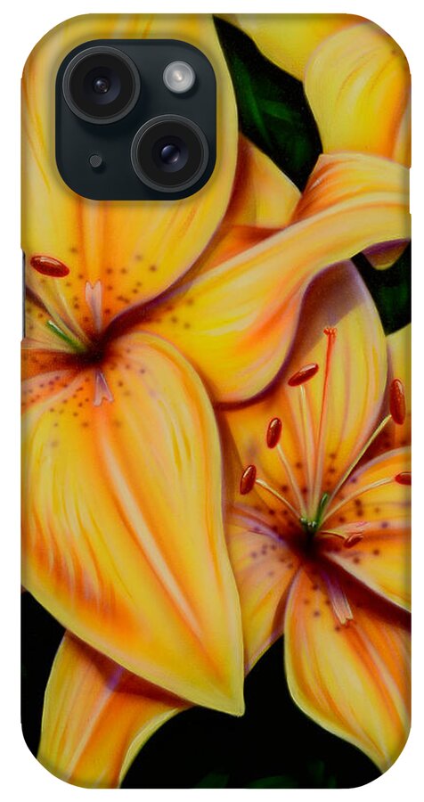 Flower iPhone Case featuring the painting Yellow Lily by Sam Davis Johnson