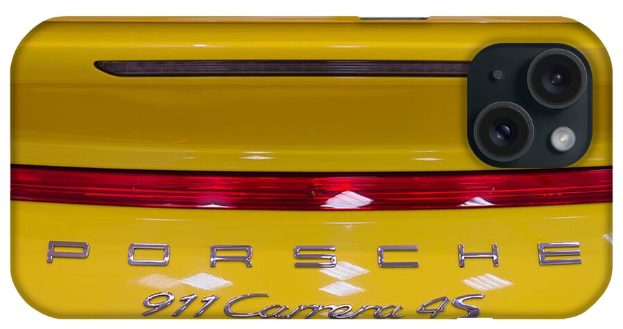 Auto iPhone Case featuring the photograph yellow Porsche by Stelios Kleanthous
