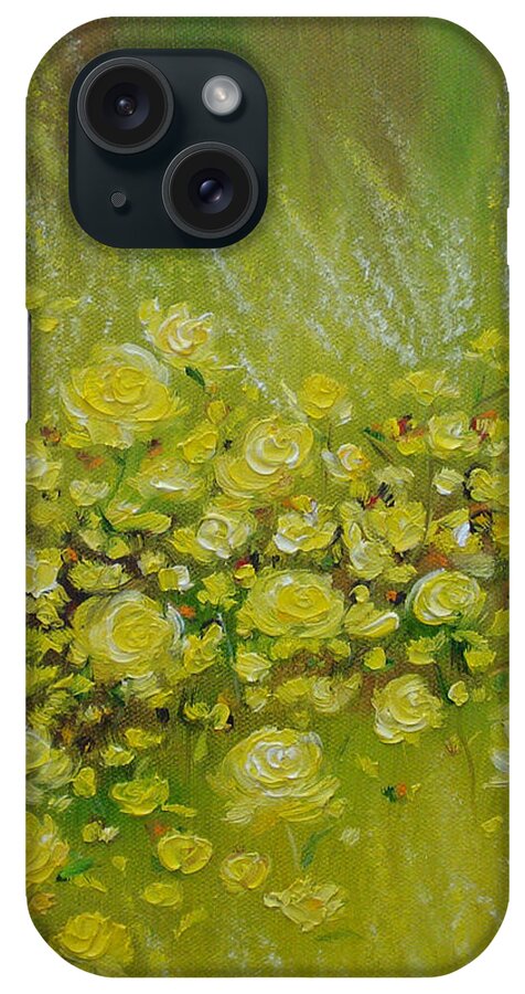 Roses iPhone Case featuring the painting Yellow Roses for Debbie by Judith Rhue
