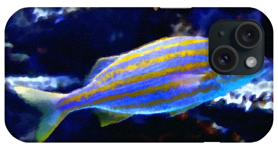 Tropical Fish iPhone Case featuring the painting Yellow Striped Fish by Joan Reese