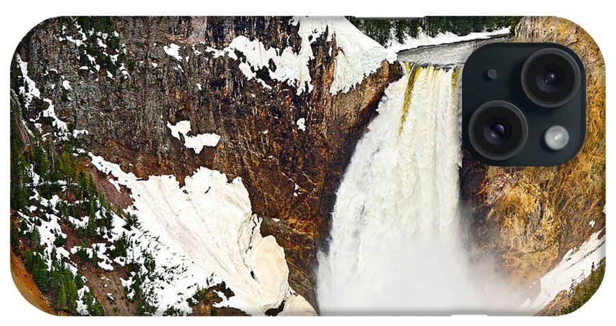 Yellowstone Falls iPhone Case featuring the photograph Yellowstone Falls from Lookout Point. by Jamie Pham