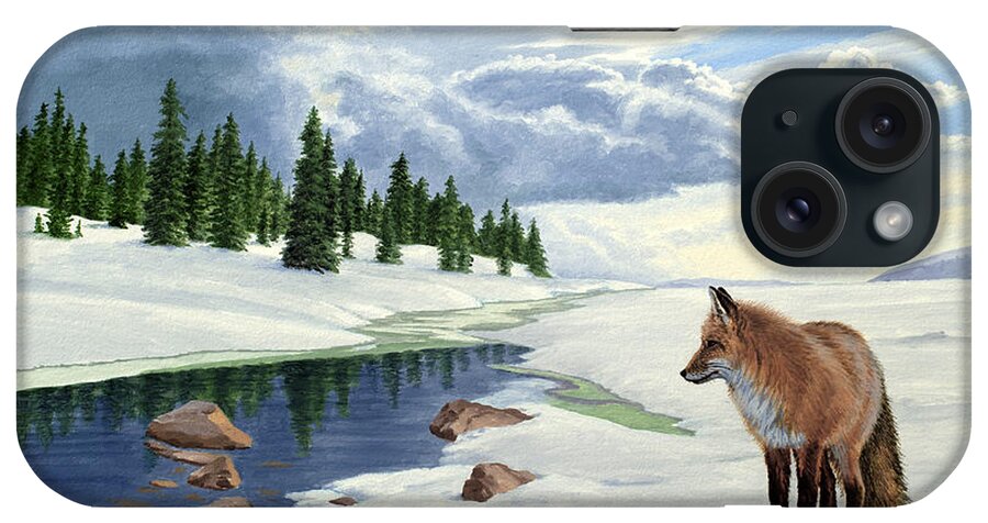Fox iPhone Case featuring the painting Yellowstone Fox by Paul Krapf