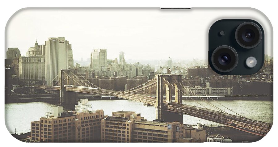 Brooklyn Bridge iPhone Case featuring the photograph You'll miss her most when you roam ... cause you'll think of her and think of home ... the good old Brooklyn Bridge by Natasha Marco