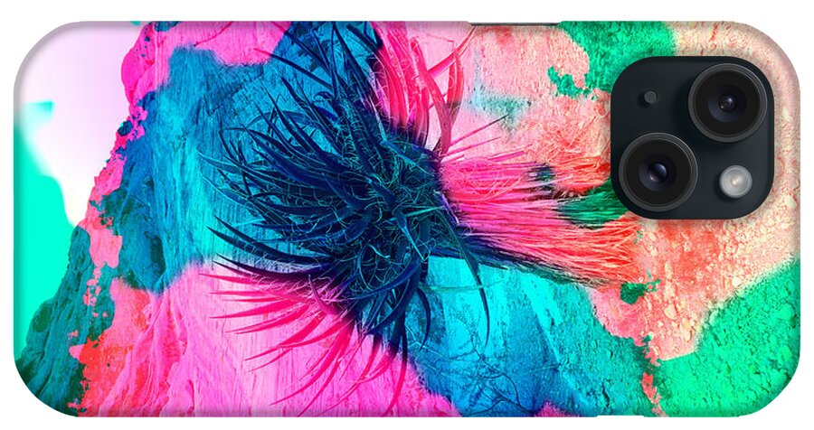 Abstract iPhone Case featuring the photograph Yucca Abstract Pink Blue Green by Alan Socolik