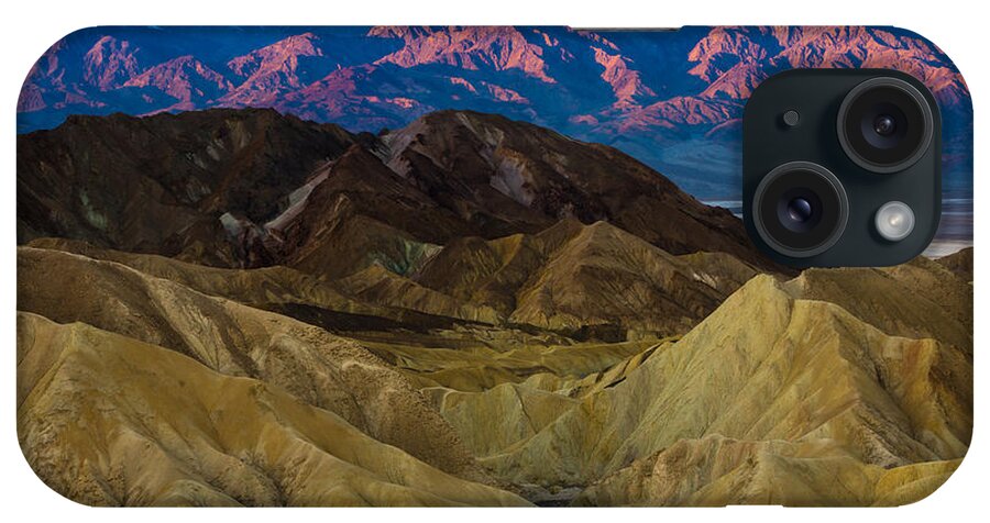 Death Valley iPhone Case featuring the photograph Zabriskie Point Colored Hills Sunrise - Death Valley by Gary Whitton