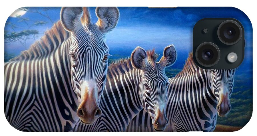 Zebra iPhone Case featuring the painting Zebras by Hans Droog