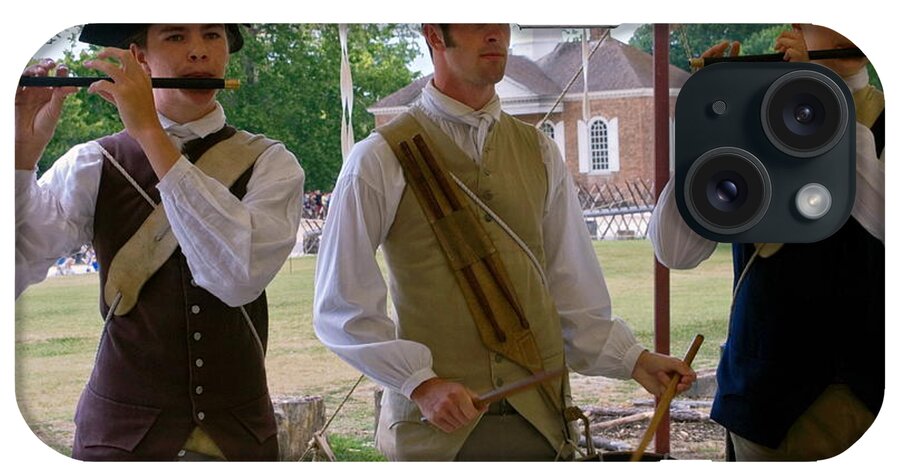 3 Young Men Playing Fifes & Drum iPhone Case featuring the photograph Fifes and Drums #1 by Sally Weigand