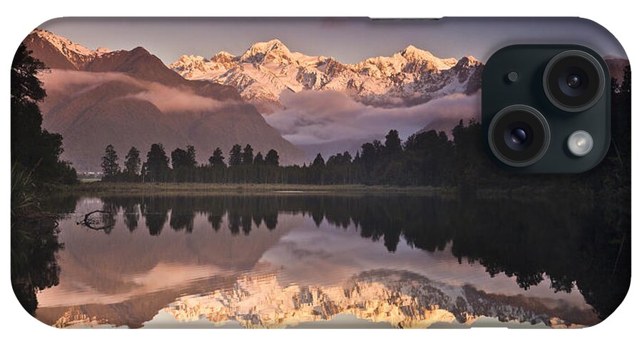 00438694 iPhone Case featuring the photograph Mount Cook And Mount Tasman And Lake #1 by Colin Monteath