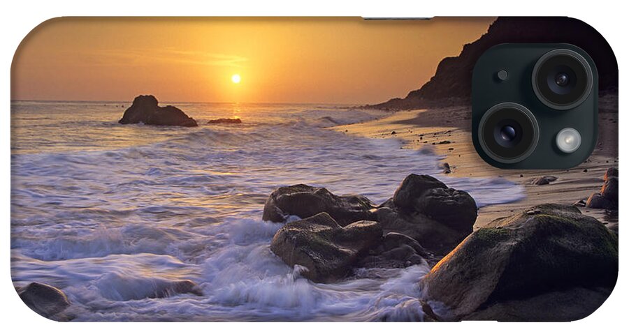 00175832 iPhone Case featuring the photograph Sunset Over Leo Carillo State Beach #1 by Tim Fitzharris