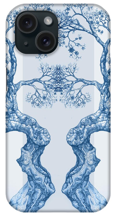 Digital Art Digital Art iPhone Case featuring the digital art Tree 14 Blue 6 #2 by Brian Kirchner