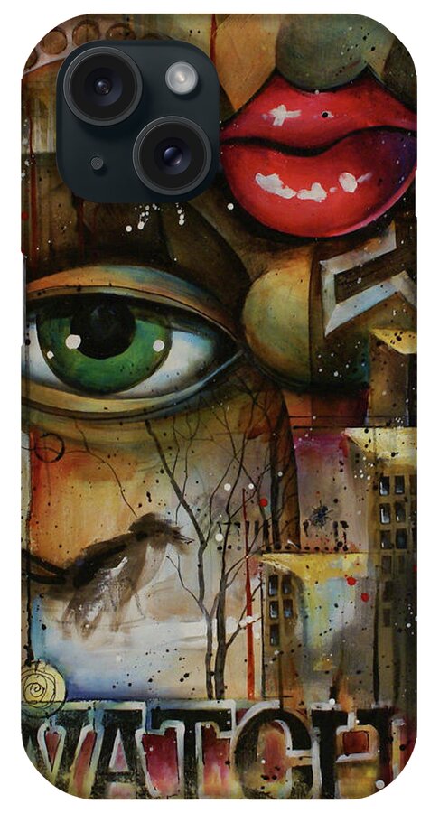 Abstract iPhone Case featuring the painting Urban Design #1 by Michael Lang