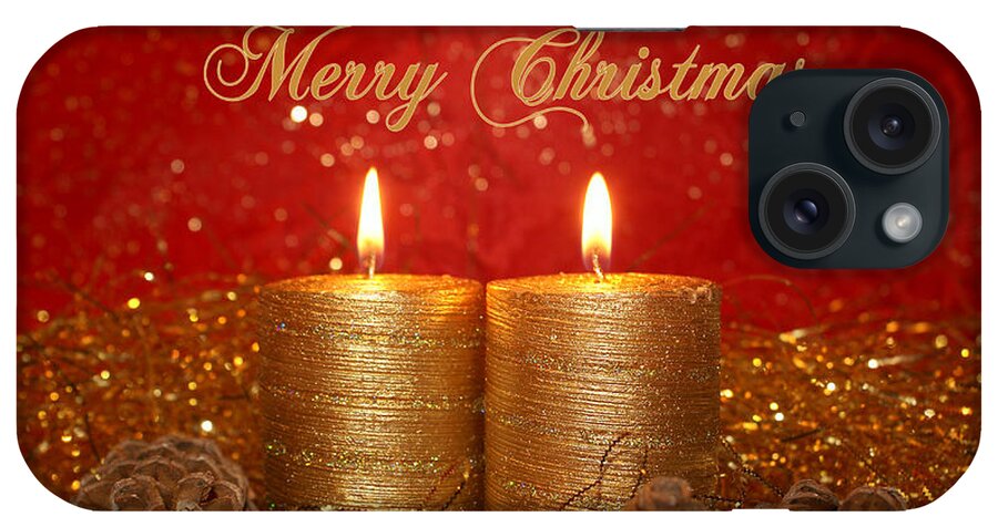 Christmas Cards iPhone Case featuring the photograph 2 Candles Christmas Card by Aimelle Ml