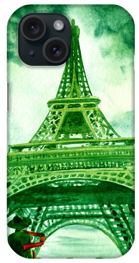 Paris iPhone Case featuring the painting Eiffel Tower Paris #5 by Irina Sztukowski