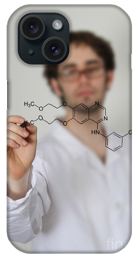 Cancer iPhone Case featuring the photograph Researcher & Formula For Erlotinib #2 by Photo Researchers, Inc.