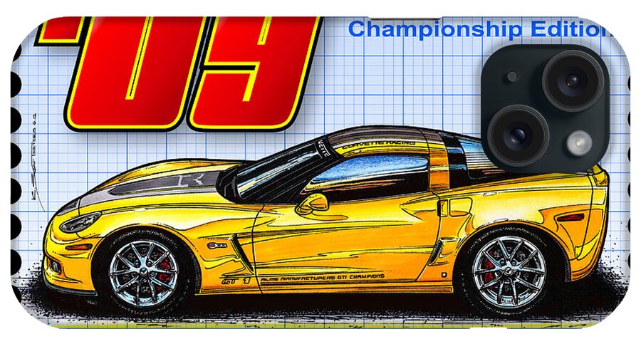 2009 Corvette iPhone Case featuring the digital art 2009 GT-1 Championship Edition Corvette by K Scott Teeters