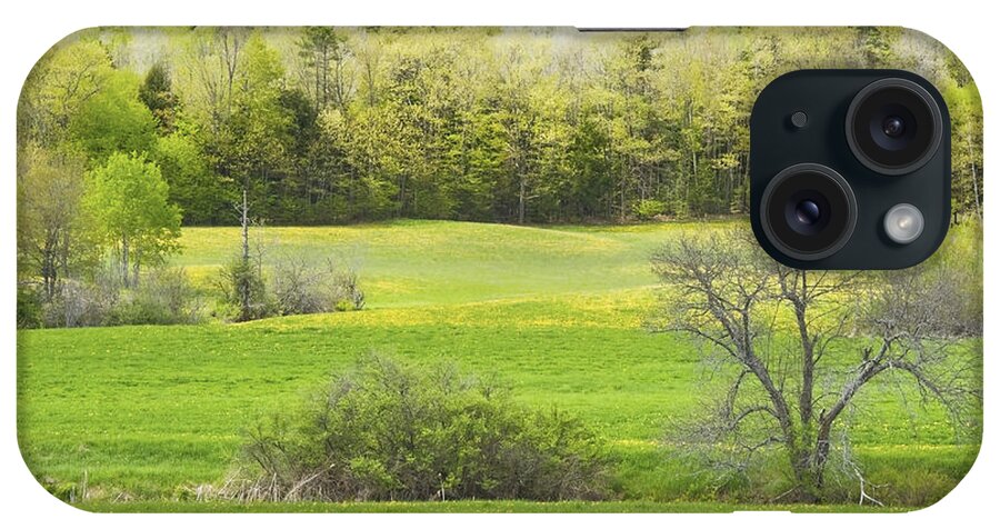 Spring iPhone Case featuring the photograph Spring Farm Landscape With Dandelion bloom in Maine #4 by Keith Webber Jr
