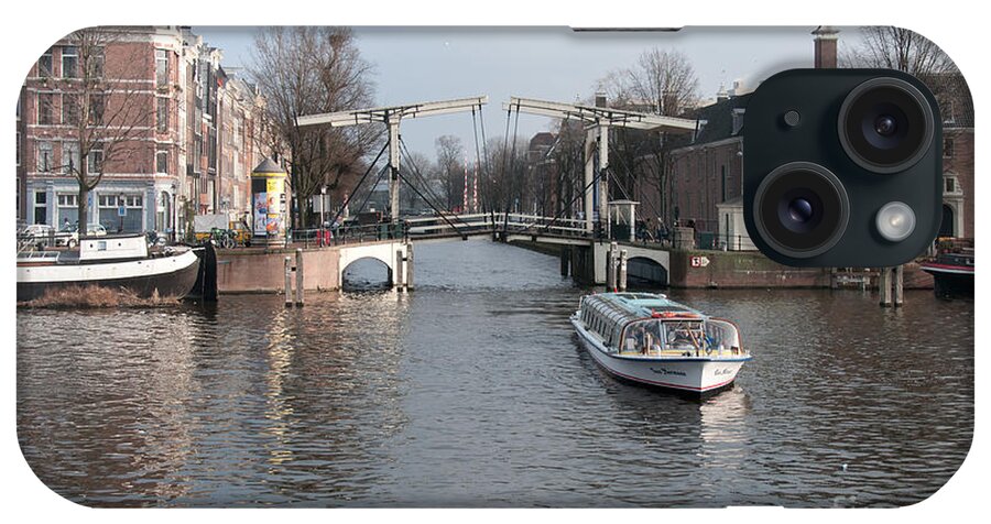 Along The River iPhone Case featuring the digital art City Scenes from Amsterdam #5 by Carol Ailles