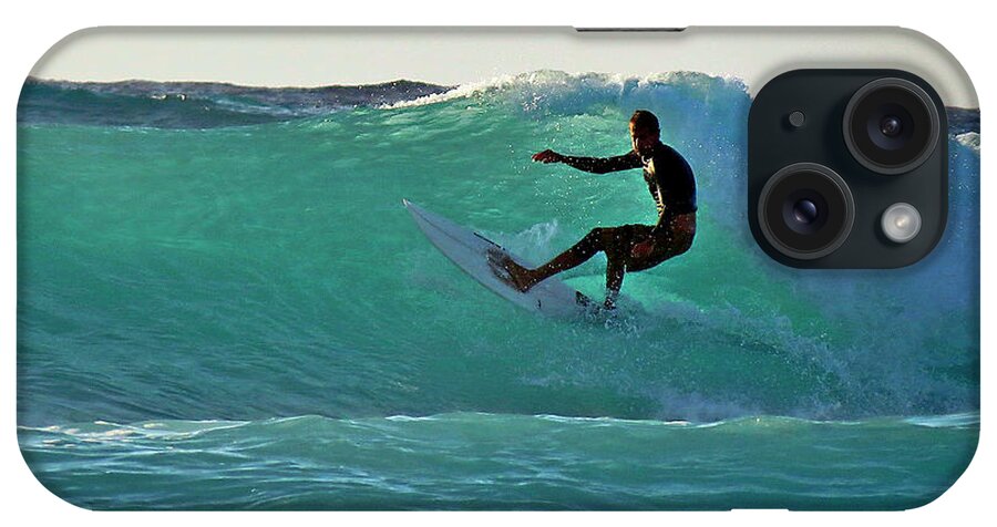 Surfer iPhone Case featuring the photograph A-Bay Sunset Surfer by Bette Phelan