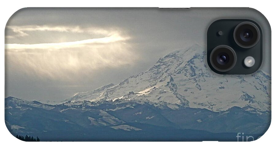 Photography iPhone Case featuring the photograph A Ring of Bright Light Beside Mount Rainier by Sean Griffin