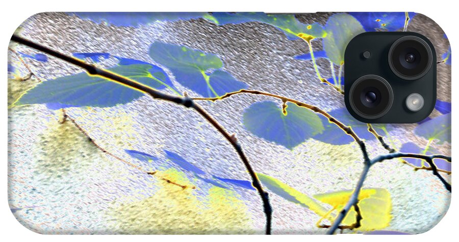 Leaf iPhone Case featuring the digital art Abstract Of Blue Leaves by Eric Forster