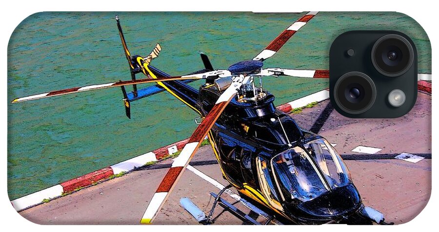 Helicopter Lift Off Take Off Flying Hovering Rogerio Mariani Digital Art Photoart Artist iPhone Case featuring the mixed media Airborne by Rogerio Mariani